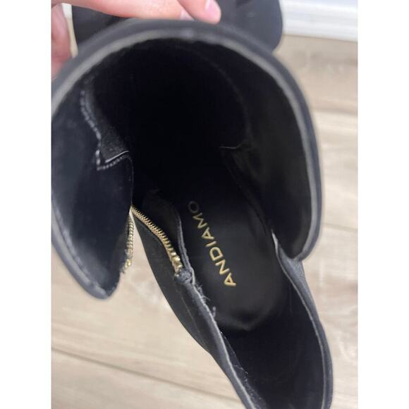 Black suede & gold heel boots - Picture 7 of 10